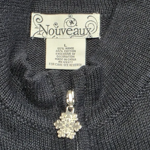 Nouveaux reindeer holiday Christmas sweater vest zip closure Vintage Large - Picture 7 of 9